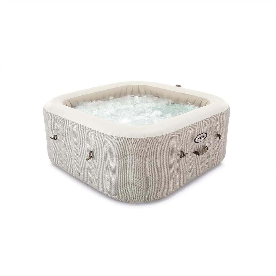 jardinite - Spa Gonflable Chevron Deluxe - 175x175x71 cm - 4 places, chauffage 2200W, bulles, chlorateur, filtre S2 - 55092