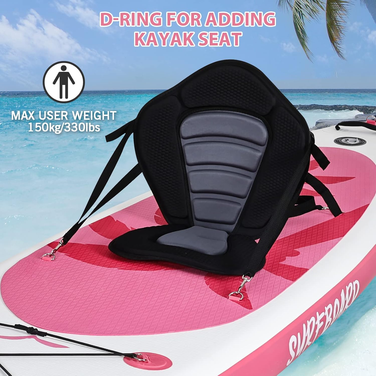 jardinite - Paddle gonflable adulte - 320/335cm - 2 places, siège kayak, pagaie alu, support caméra, pompe, 150kg