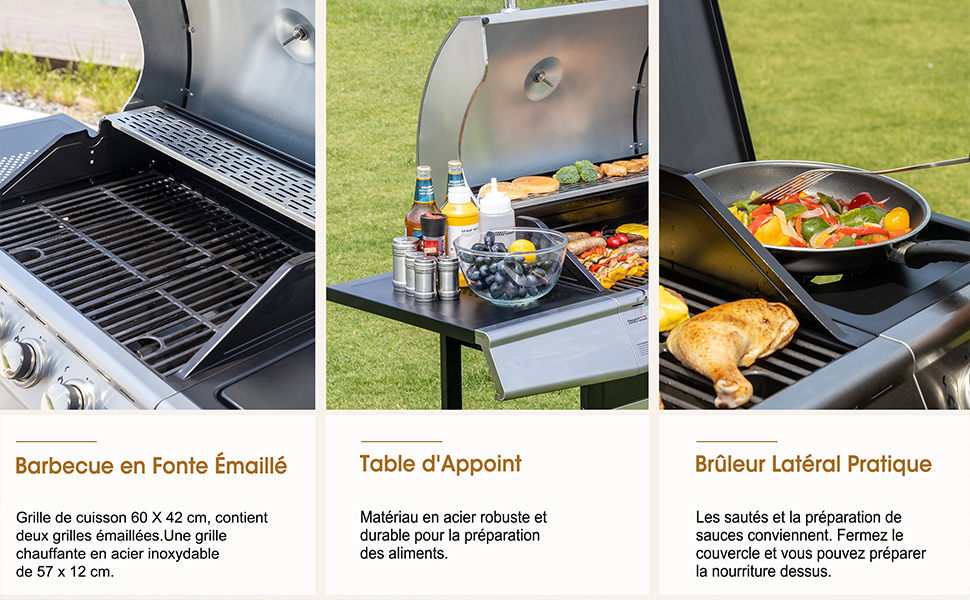 barbecue gaz 4B+1 argent