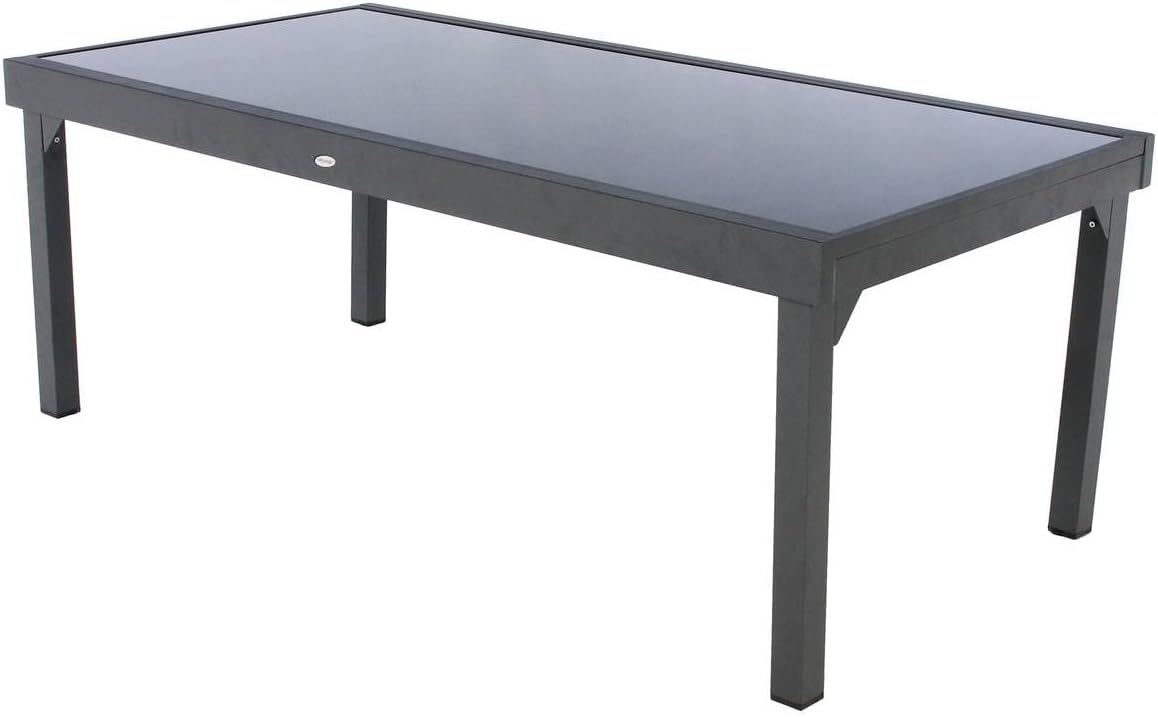 jardinite - Piazza extensible - 12 places - aluminium/verre renforcé - gris graphite