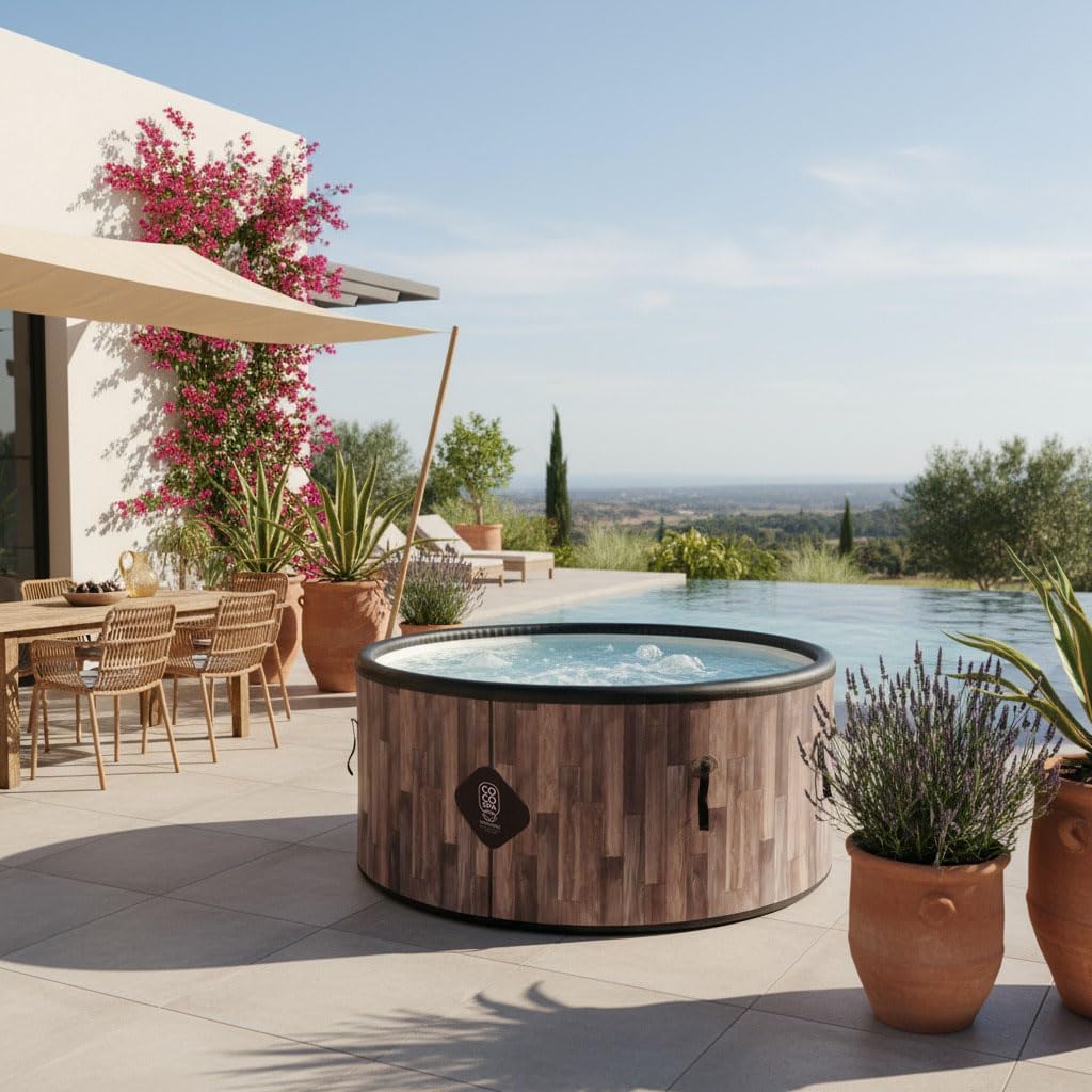 jardinite Nordik Spa Gonflable - 150 cm de diamètre - 800 litres - Moteur 2240 W - 2 à 4 Personnes - Massage 140 Jets