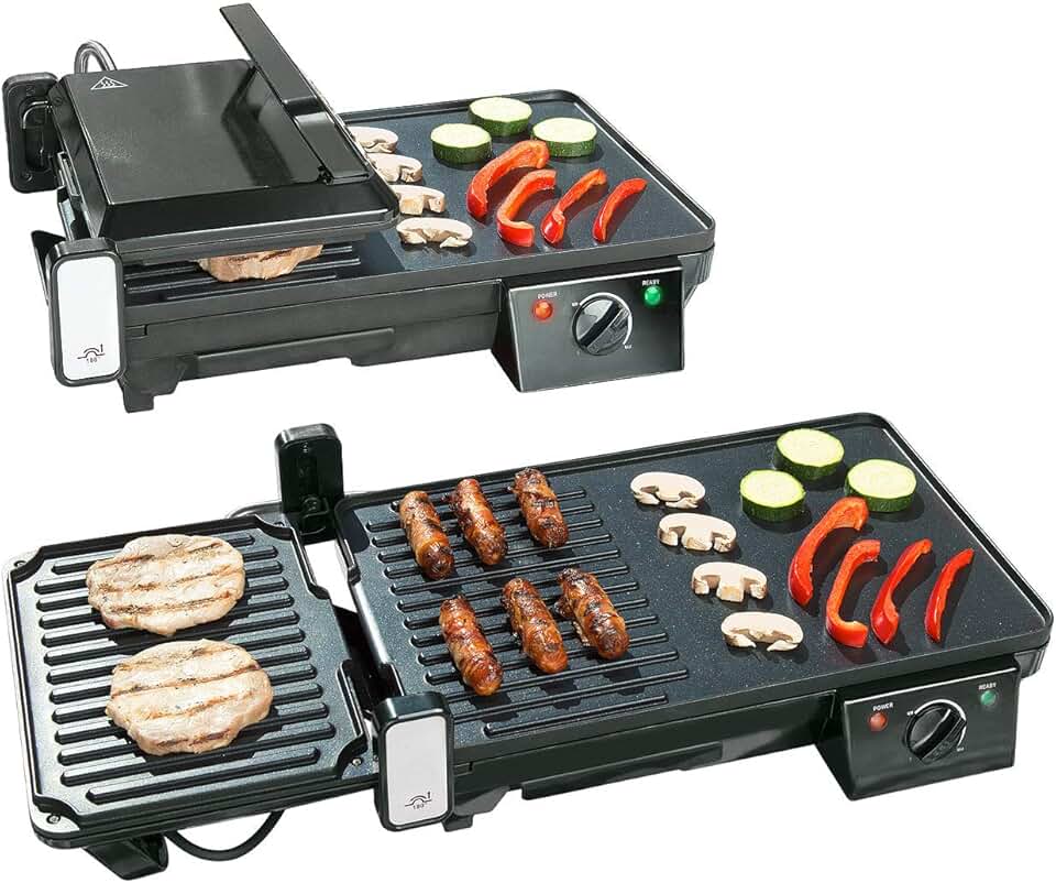 jardinite - grille-plancha 2 en 1 2000W - table - cuisson rapide