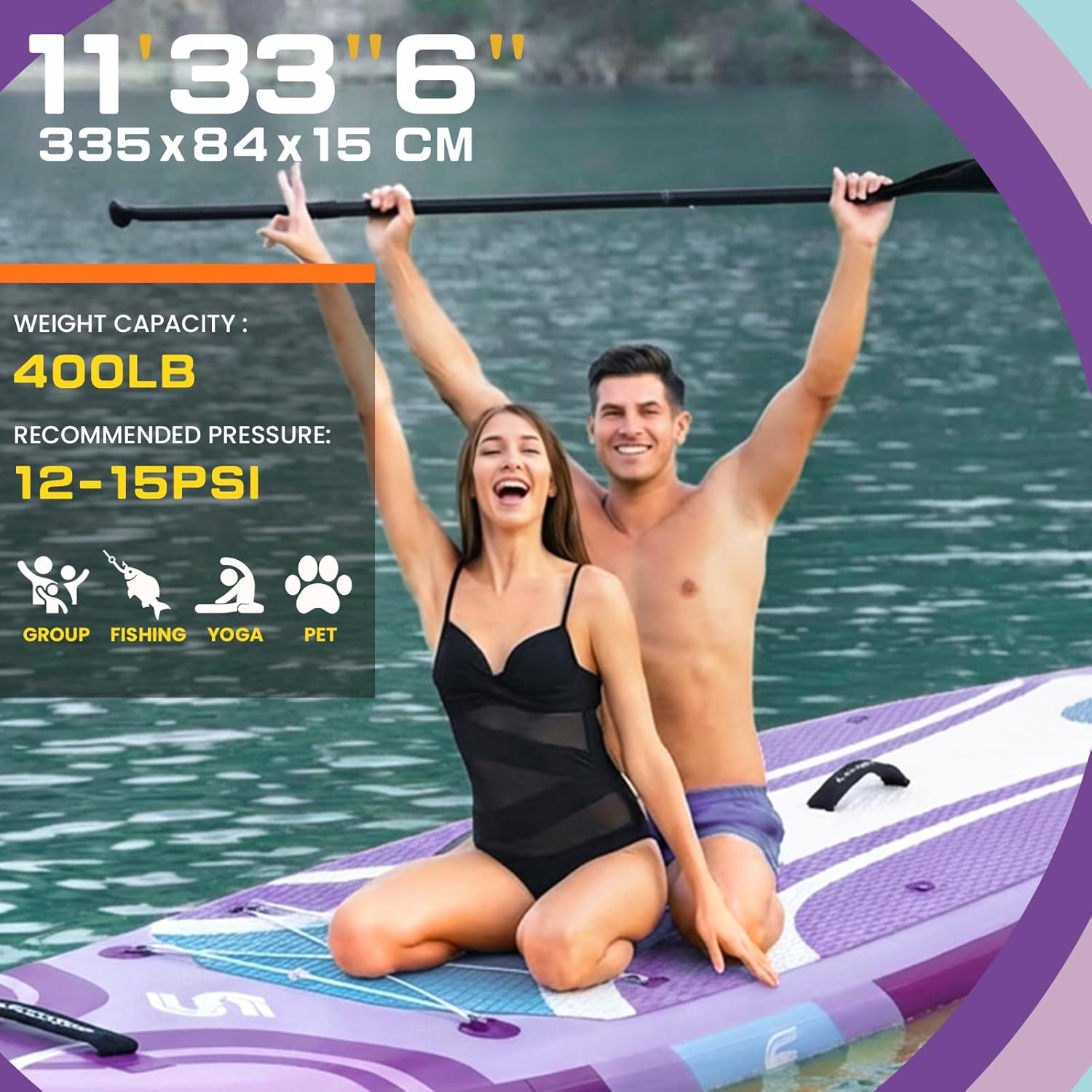 Tableau Gonflable Stand Up Paddle avec Accessoires Sup, Pont EVA antidérapant, Tableau Large 10'6
