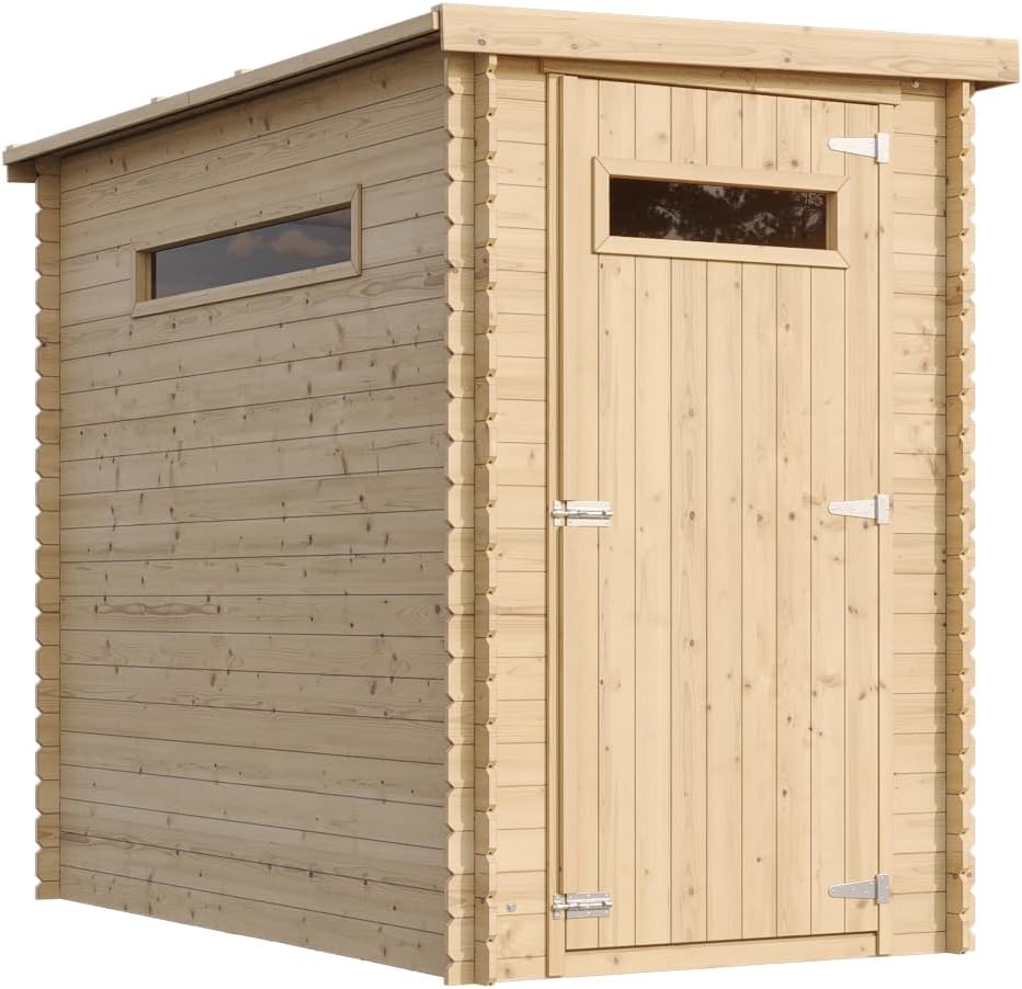 Abri de Jardin en Bois, Petite fenêtre, avec Sol TRAITÉ- Stockage extérieur l239xL144xH198 cm/2.63 m2 - Petit abri à Outils, Local à vélos - Toit imperméable, fenêtres jardinite M306A+M306G