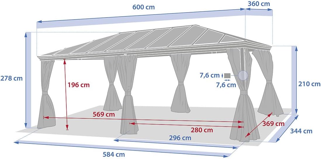 jardinite - Pergola Belize - 3,6x6m - Aluminium et polycarbonate