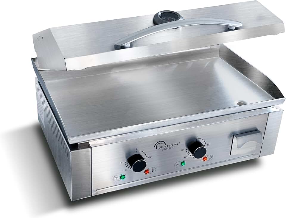 jardinite - Aquitaine Pro Plus - plancha inox 2 zones, couvercle, 3500W - 8473