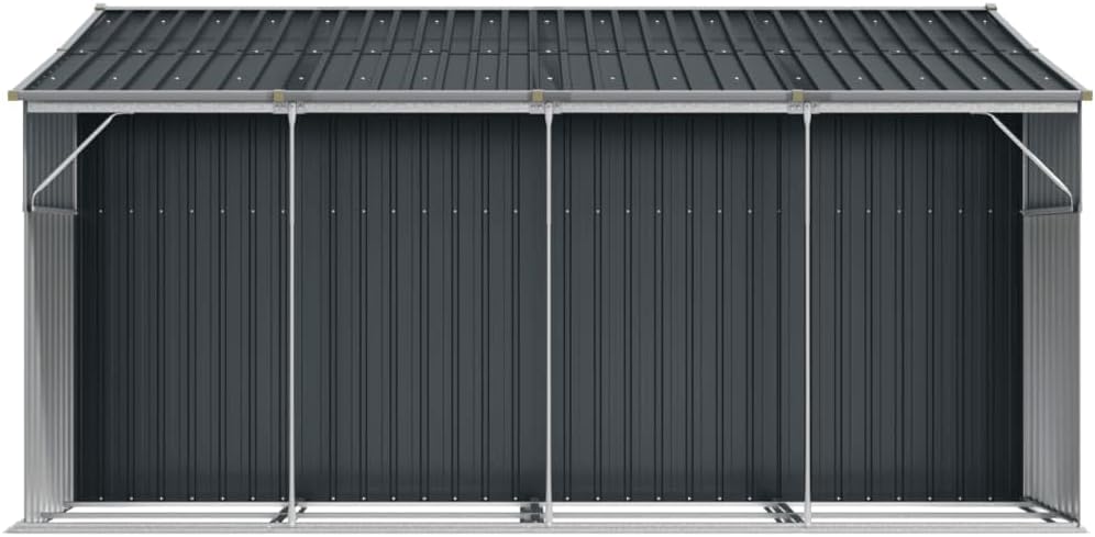 Abri de jardin acier galvanisé - incliné anthracite - 277x365,5x179cm - rangement outils, extérieur durable