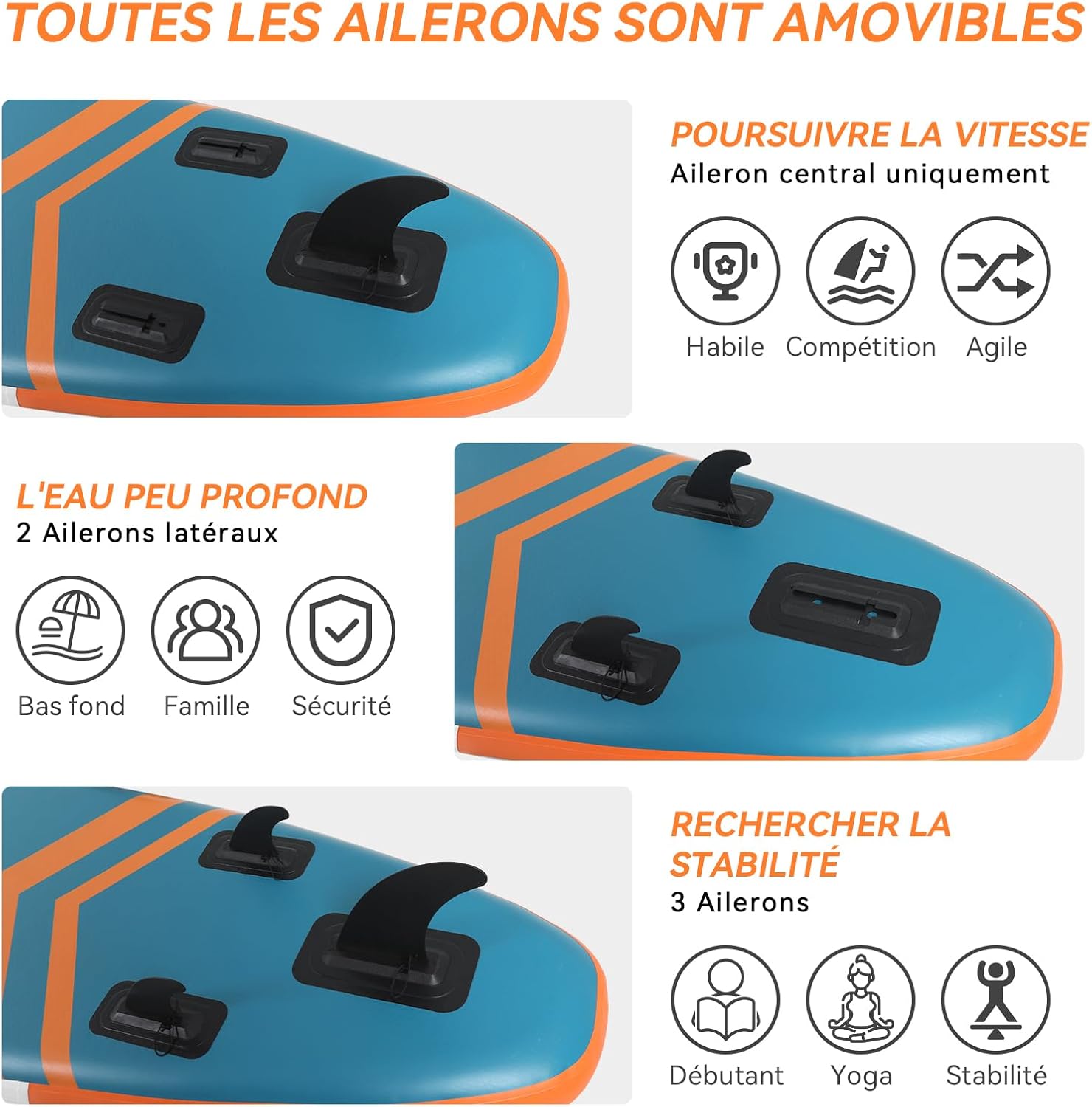 jardinite - Paddle gonflable adulte - 320/335cm - 2 personnes, siège kayak, pagaie alu, caméra, pompe, 150kg