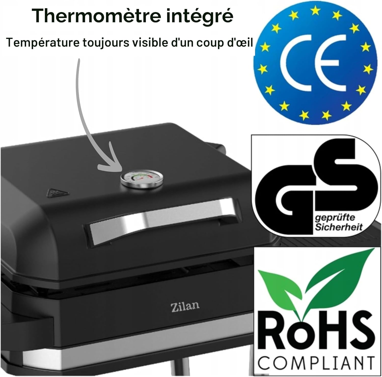 Barbecue électrique - 2 en 1 sur pied 3050W - grande surface, régulateur