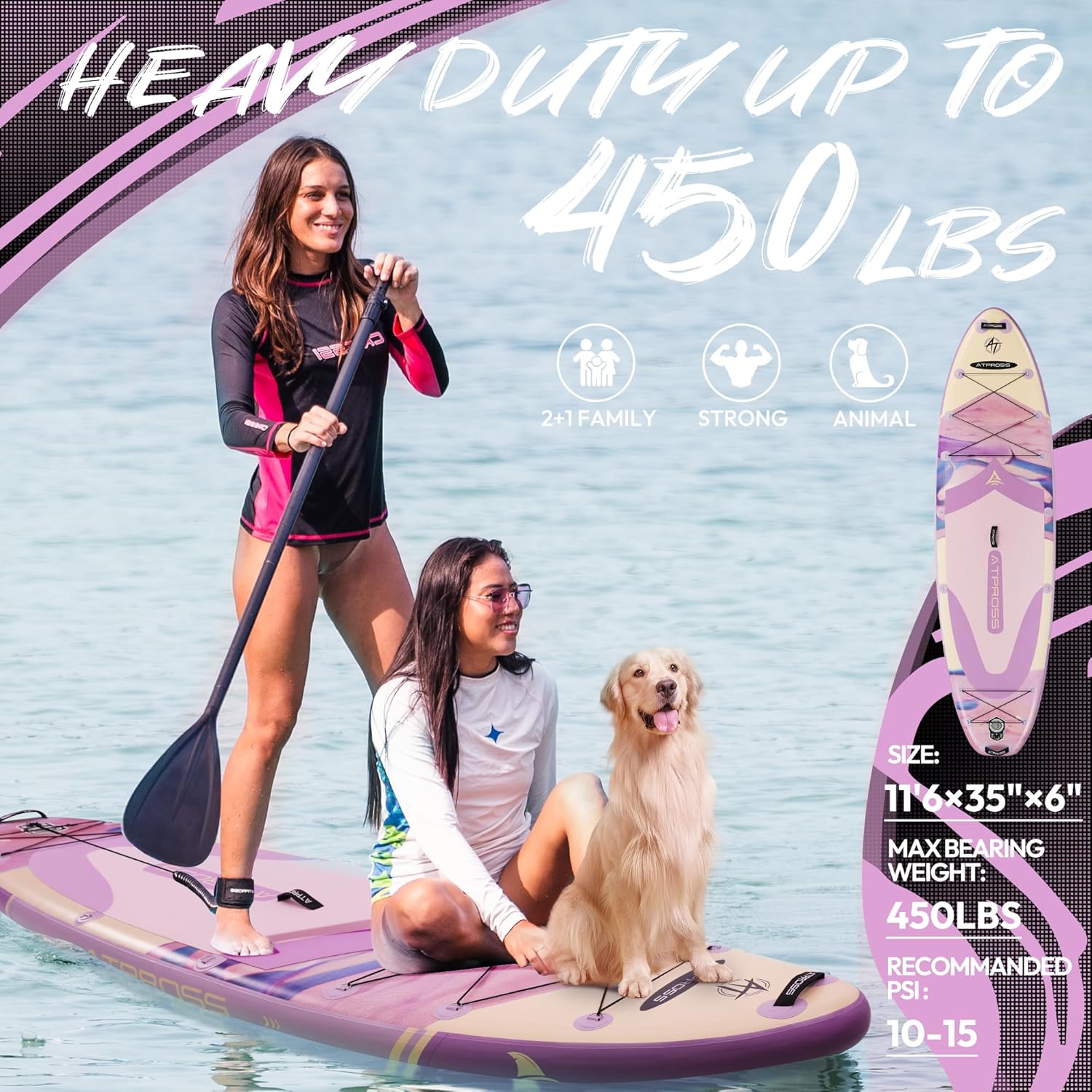 Planche à pagaie gonflable pour adultes, 350 x 89 x 15 cm, 200 kg, extra large, avec kit d'accessoires de SUP et sac à dos, planche de kayak antidérapante, stable, pour yoga, pêche, surf