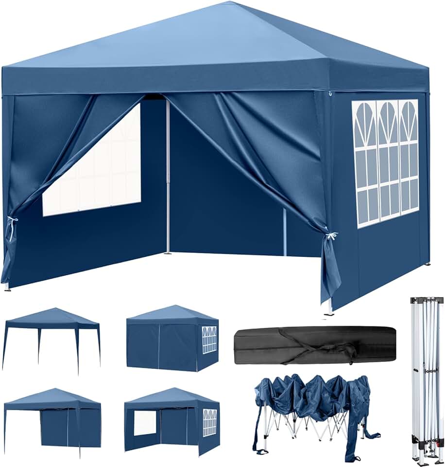 jardinite - tonnelle pliante série pop-up - 3x3m - imperméable, UV 50+, 4 côtés, acier, hauteur réglable