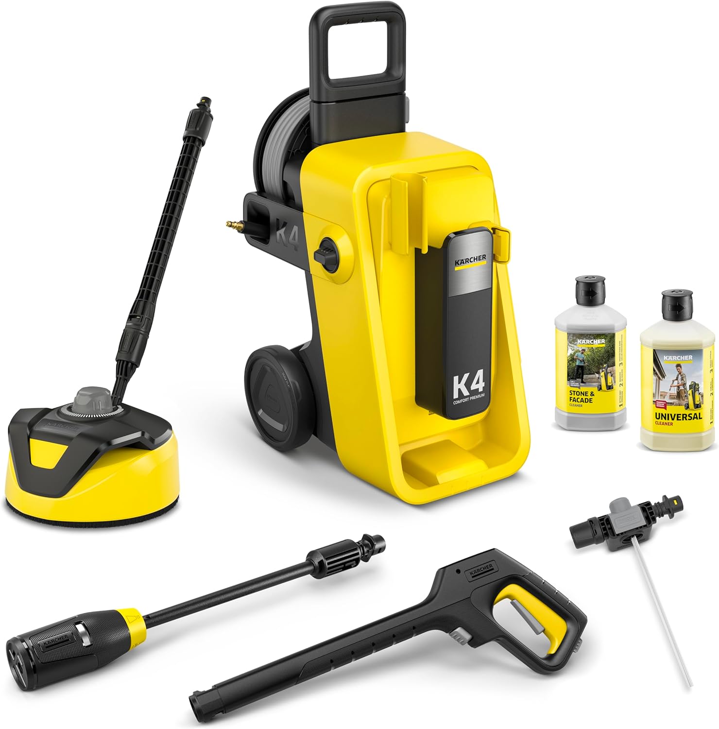jardinite - K 4 Comfort Premium Home - 130 bar, 420 l/h, 30 m²/h, enrouleur, 4 jets