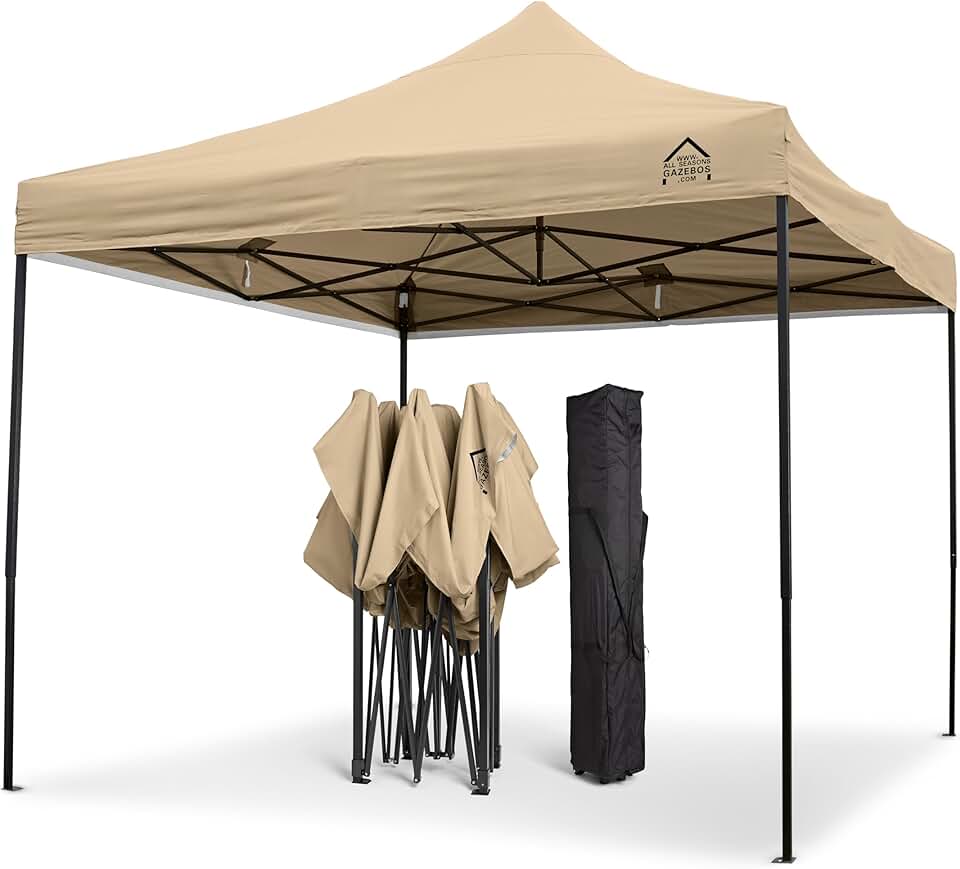 jardinite | Tonnelle Pliante 3x3m | Matériaux Robustes, Entièrement Étanches et de Haute Qualité (Beige)