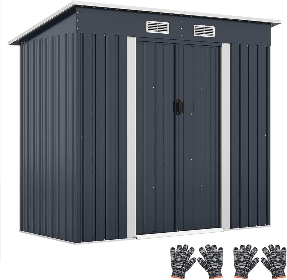 jardinite - Abri de Jardin métal - 2 m² - Porte coulissante, toit incliné, 4 aérations, fondation