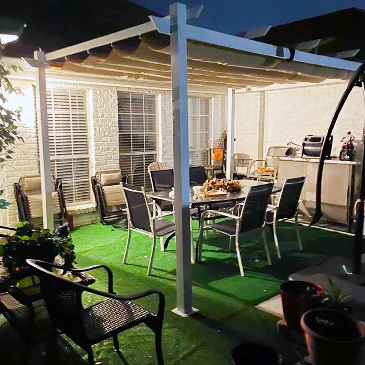jardinite - Pergola aluminium série - 4x3m - toile rétractable, autoportante, imperméable, kaki
