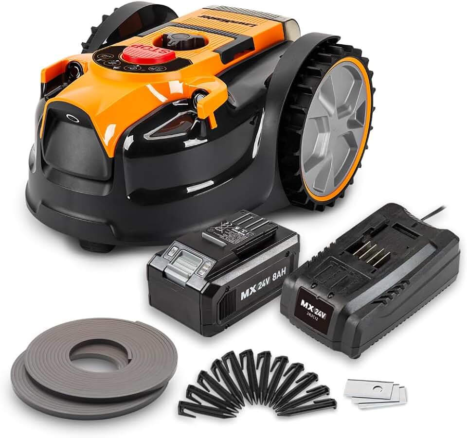 Robot tondeuse autonome 24V 8Ah, sans fil périmétrique, simple usage