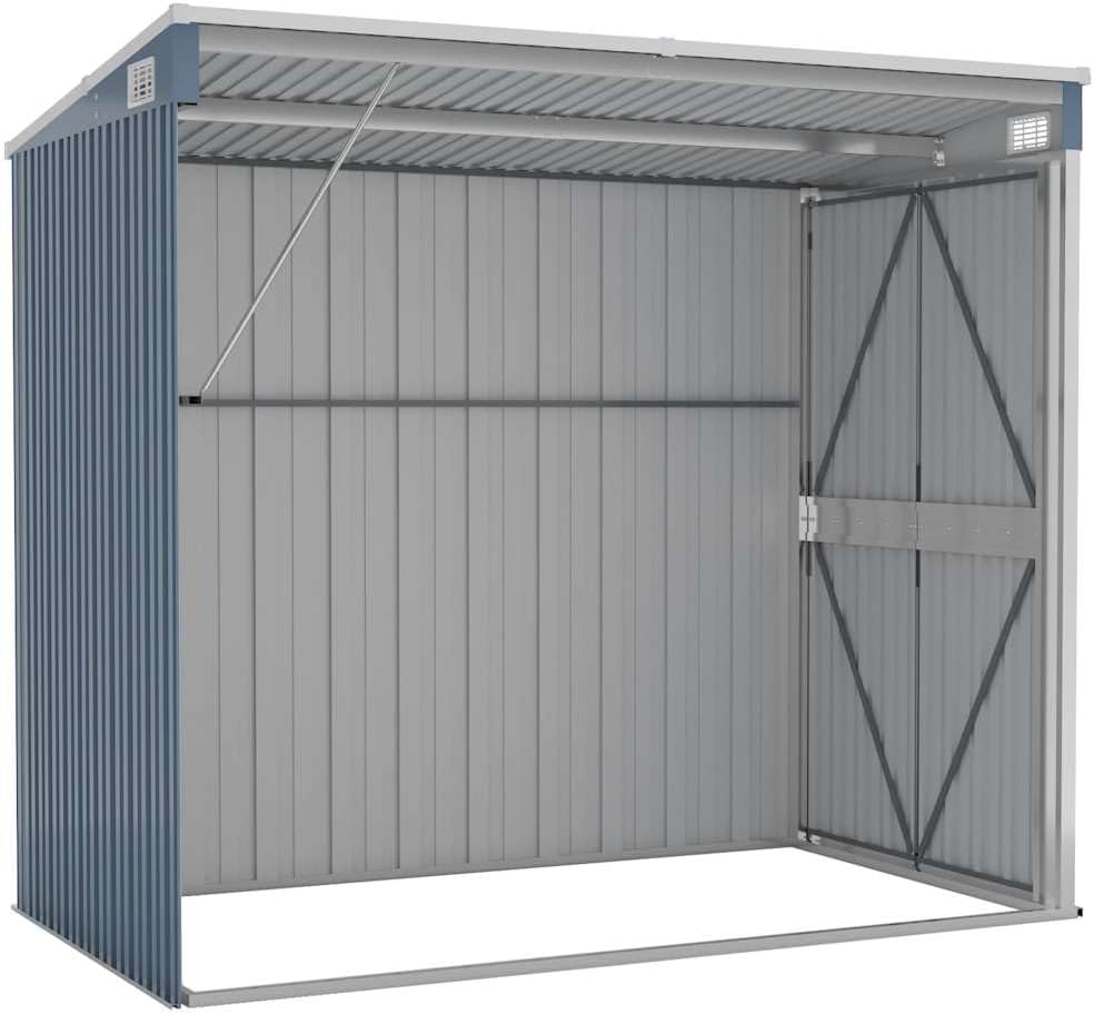 jardinite Abri de Jardin Mural Gris 118x194x178 cm Acier galvanisé,Maison & Jardin, Pelouses & Jardins, Vie en extérieur, Structures extérieures, Cabanes & abris de Jardin, Gris (Poids 31.54KG)