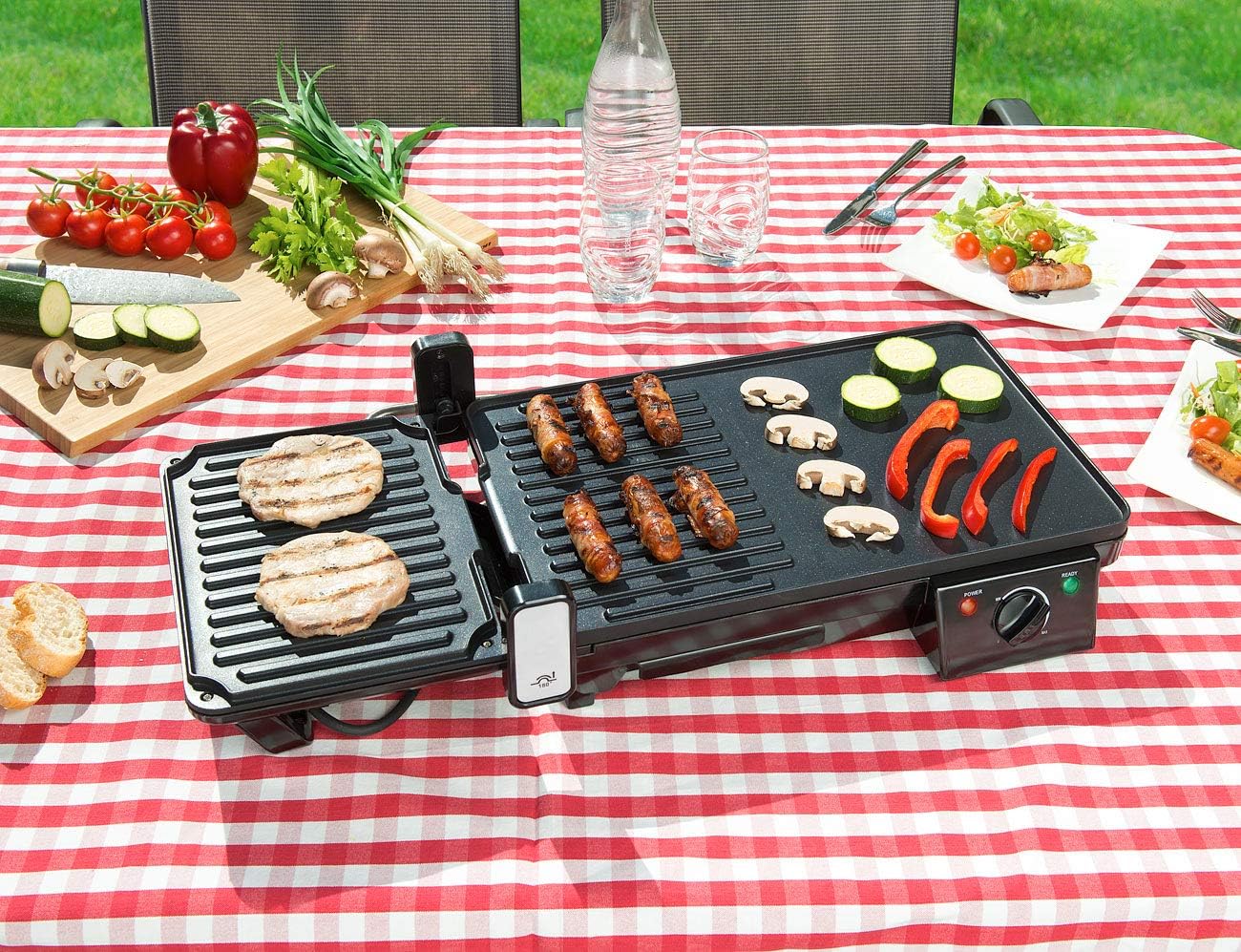 jardinite - grille-plancha 2 en 1 2000W - table - cuisson rapide