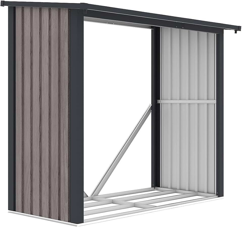 jardinite - Birwood abri bûches acier galvanisé 182x89x156cm - 1,98m3/2,5 stères - BIRWOOD