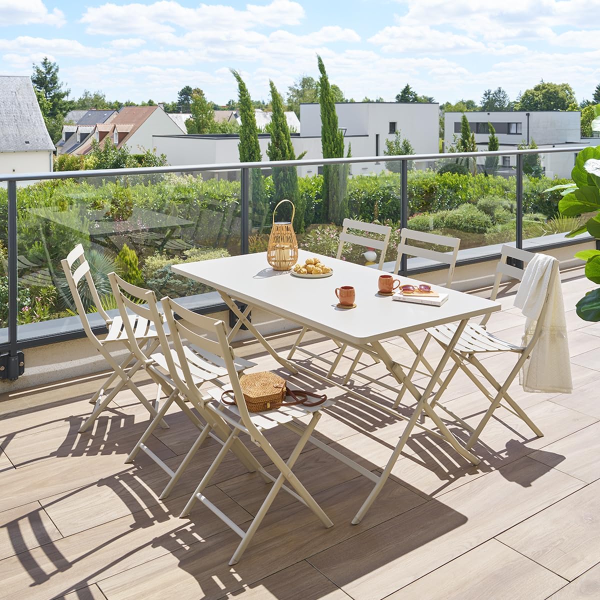 jardinite - Greensboro - table pliante rectangulaire 6 places - acier epoxy antirouille