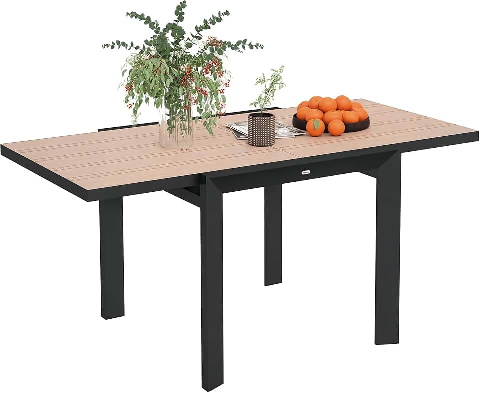 jardinite - Table extensible aluminium - 80/160x80 cm - résistante, antidérapante, usage extérieur