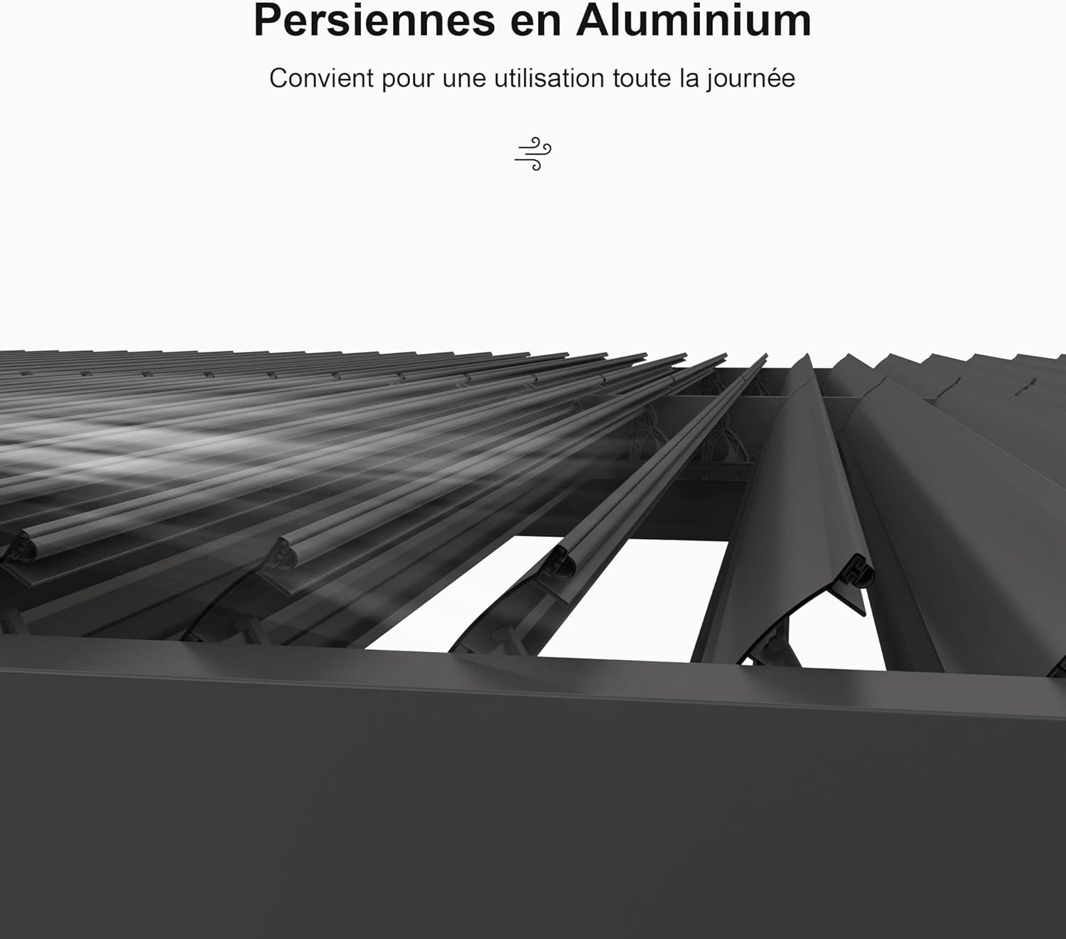jardinite - Pergola Bioclimatique 6x3,68m - aluminium, stores, lames orientables
