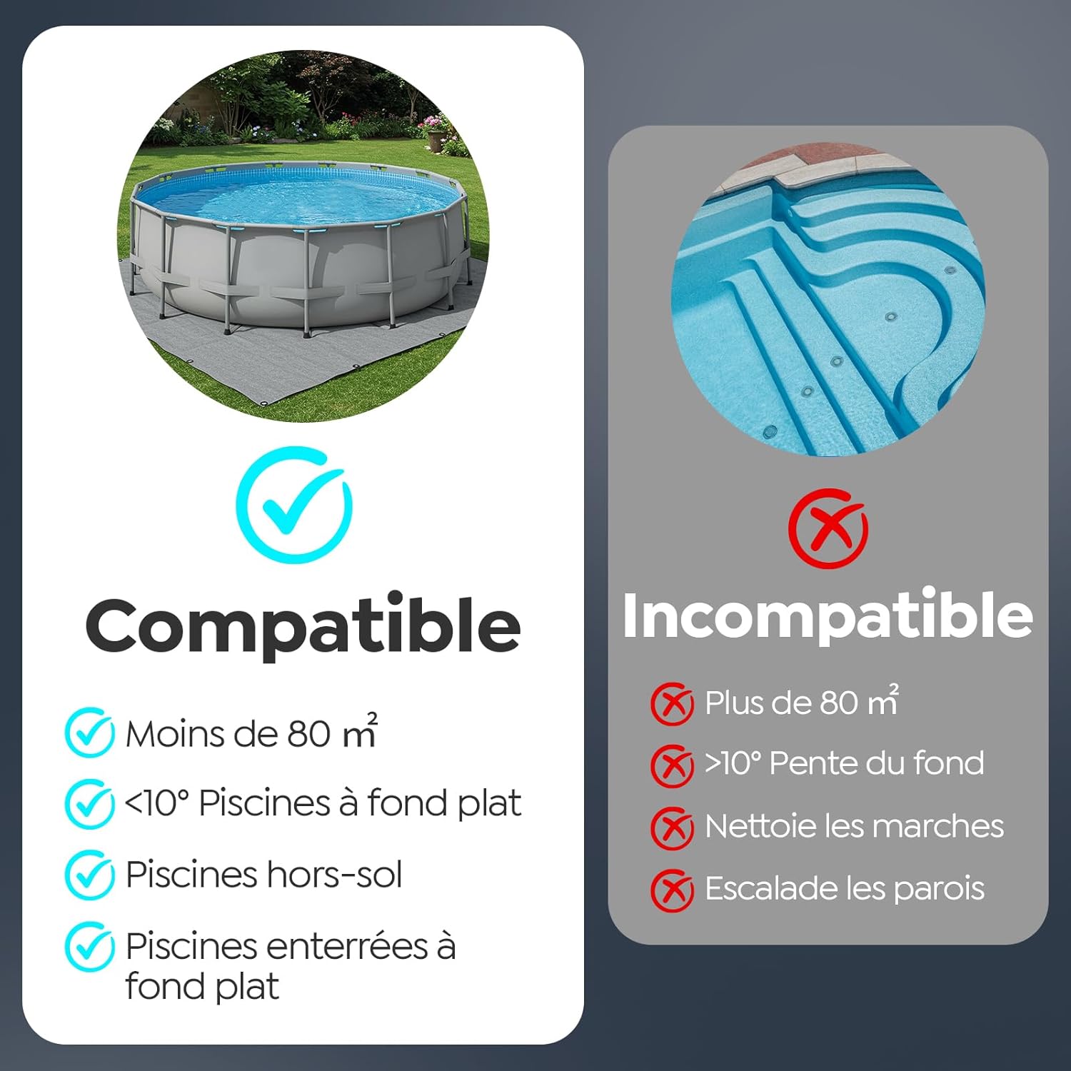 Pleco - Robot de piscine série 130 - 80m² - 130 min, charge rapide 2,5h