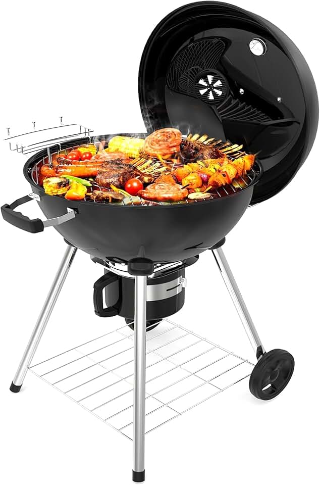 jardinite - 21 inch Barbecue boule, 83x71x105,5cm, tiroir à cendres, couvercle