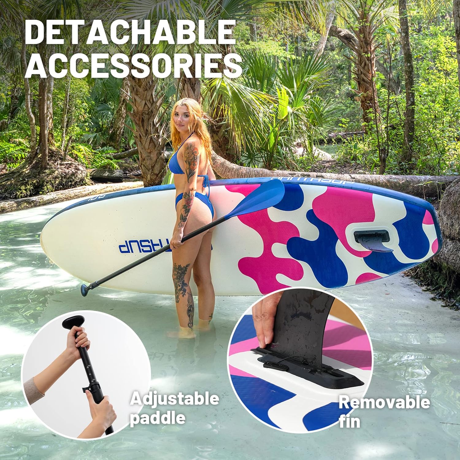Tableau Gonflable Stand Up Paddle avec Accessoires Sup, Pont EVA antidérapant, Tableau Large 10'6