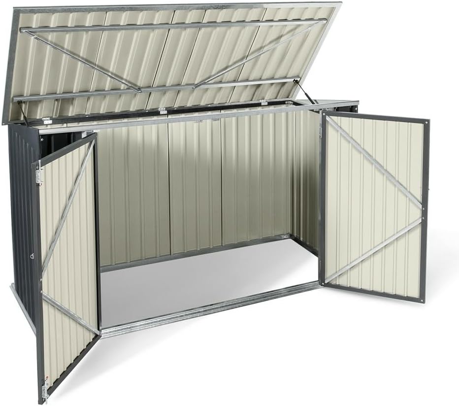 jardinite - Abri de jardin métal 210x105x130cm - toit ouvrant, double porte, rangement vélos