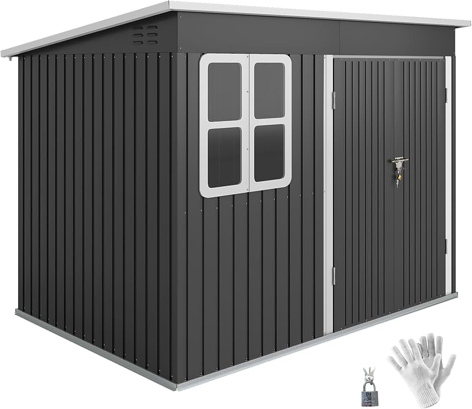 jardinite - Abri de jardin métal 260x177x190cm, 4,13m², fenêtre, toit appentis, porte verrouillable