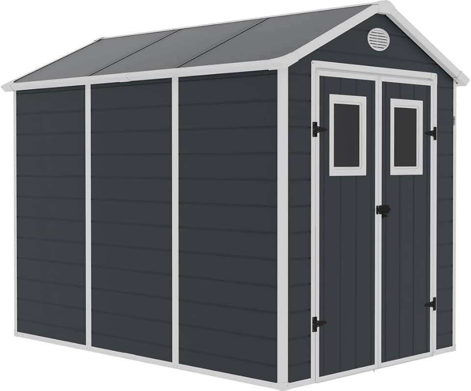 jardinite - Abri de Jardin Résine Texas 5.23 m² Anthracite - Ancrages Intérieurs - Antirouille/Anti-UV