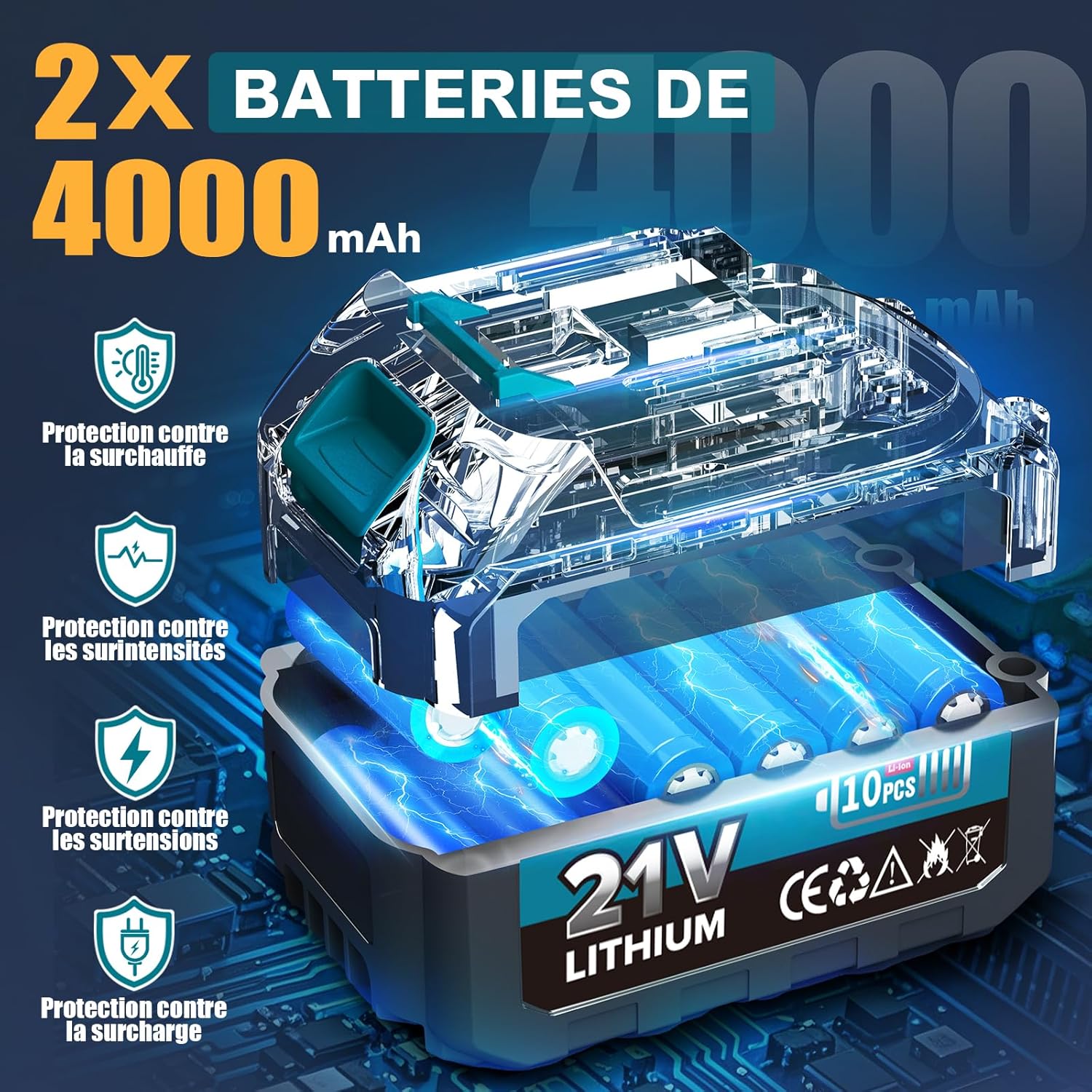 2-en-1 8 Pouces Tronçonneuse Télescopique & Mini Tronçonneuse, Tondeuse Electrique Sans Balais avec 2 Batteries de 4000 mAh, Moteur Brushless, Extension jusqu'à 4.5M