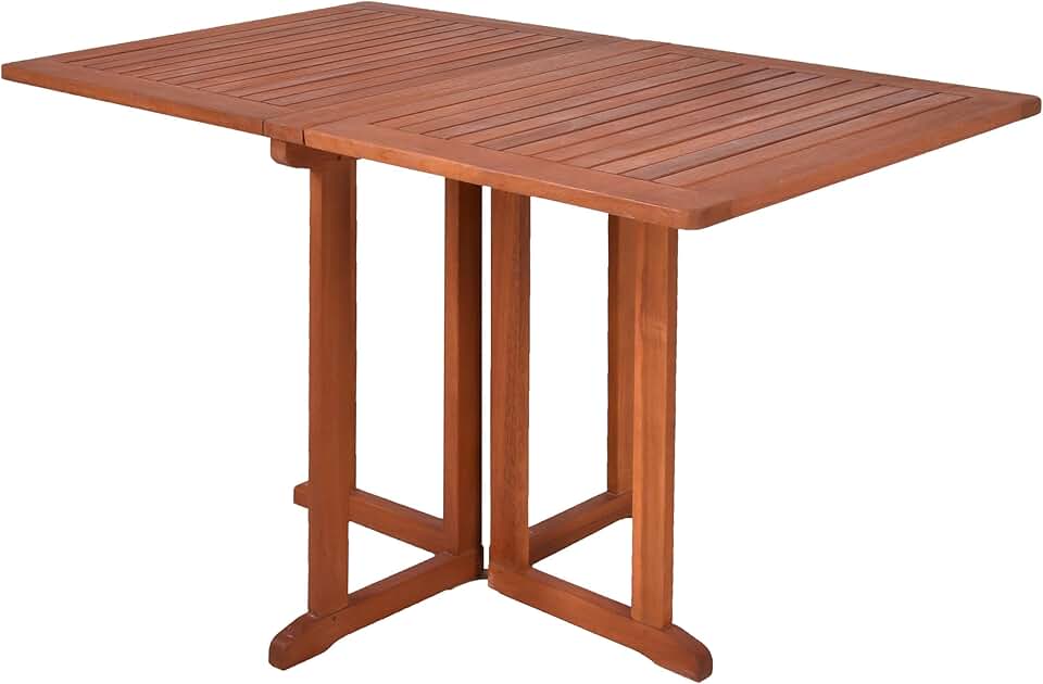 jardinite - Table de balcon rectangulaire 120x70cm - bois d'eucalyptus FSC, pliable