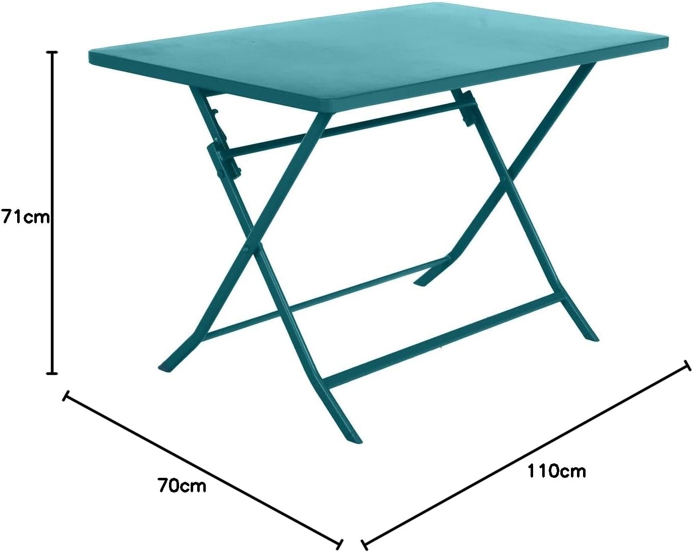 jardinite - Greensboro - 120x70cm - table pliante 4 places acier bleu