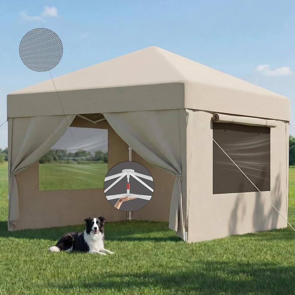 jardinite - Tonnelle pliante série - 3x3m - moustiquaire, étanche, anti-UV
