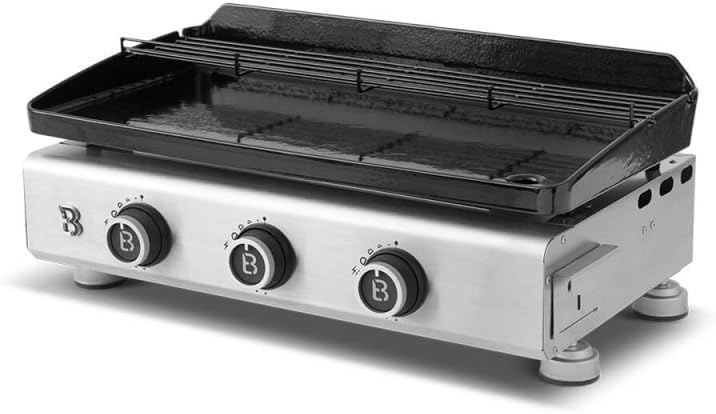 Favex - Plancha Silvia II Evo - 67x34 cm - 3 feux, fonte émaillée Stable Flame, 8-10 convives, Clear Flow