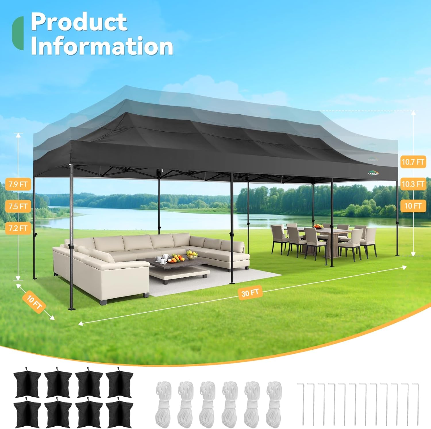 Tooluck - Pop-up robuste - 25,4x76,2 cm - 8 parois, imperméable, sac à roulettes