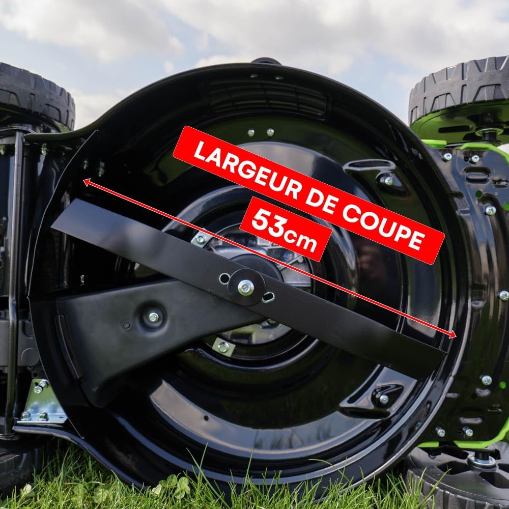 Tondeuse thermique auto-propulsée 53cm, moteur Loncin, bac 65L V200