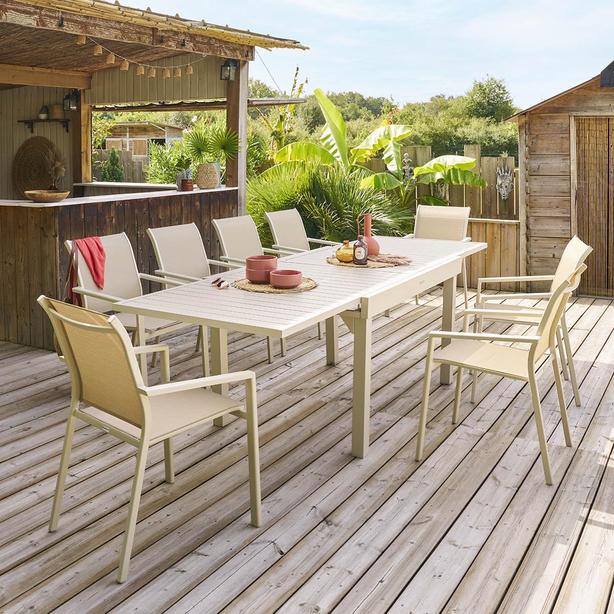 jardinite - Piazza Extensible - 220/320x100cm - 10 places, aluminium epoxy