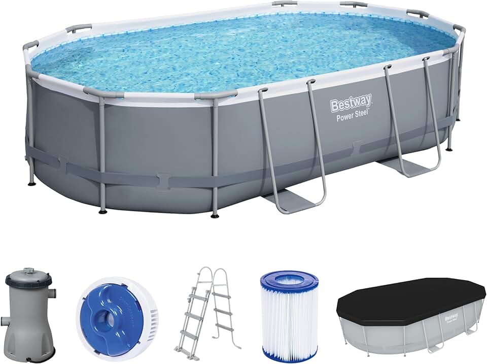 jardinite - Power Steel - 488x305x107 cm - piscine hors sol avec accessoires