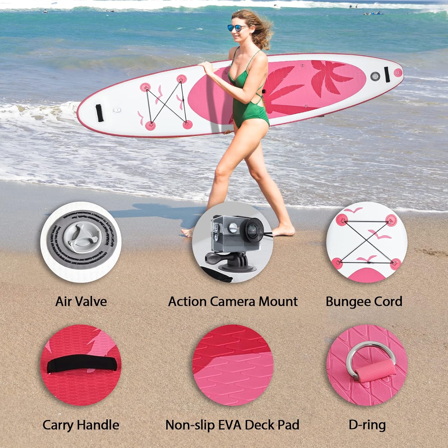 jardinite - Paddle gonflable adulte - 320/335cm - 2 places, siège kayak, pagaie alu, support caméra, pompe, 150kg
