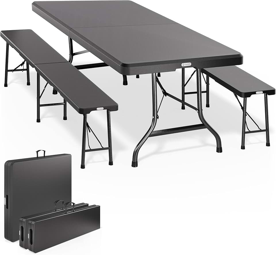 jardinite - Ensemble table pliante série, 180 cm, 8 personnes terrasse