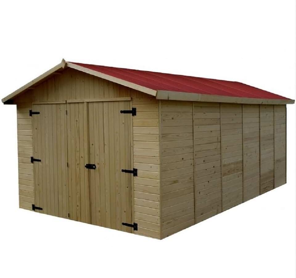 Garage bois naturel - 15.60m² - porte basculante, ED2848N