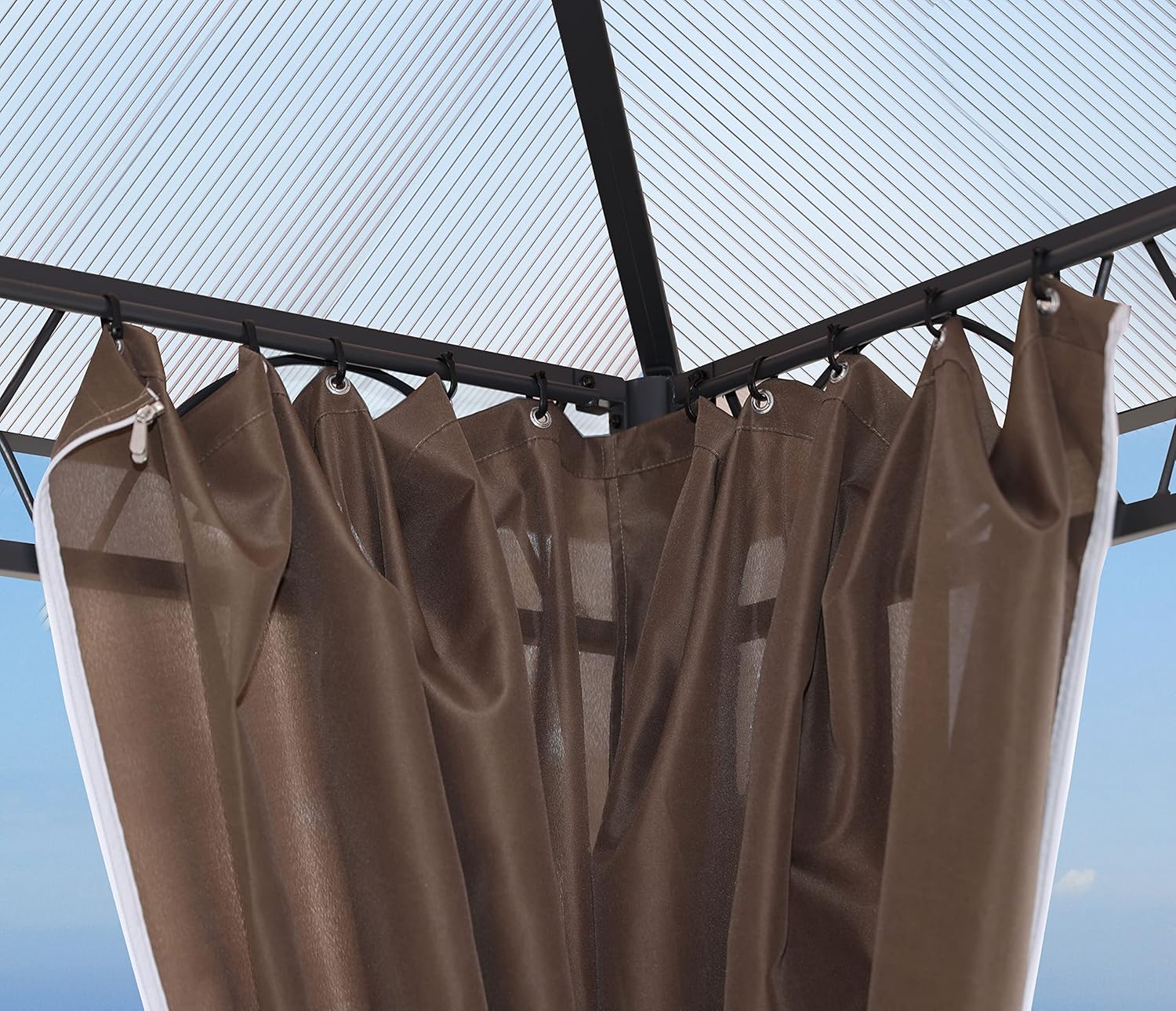 jardinite - tonnelle rigide métal - 3 x 3,6 m - panneaux latéraux polycarbonate, anti-poussière