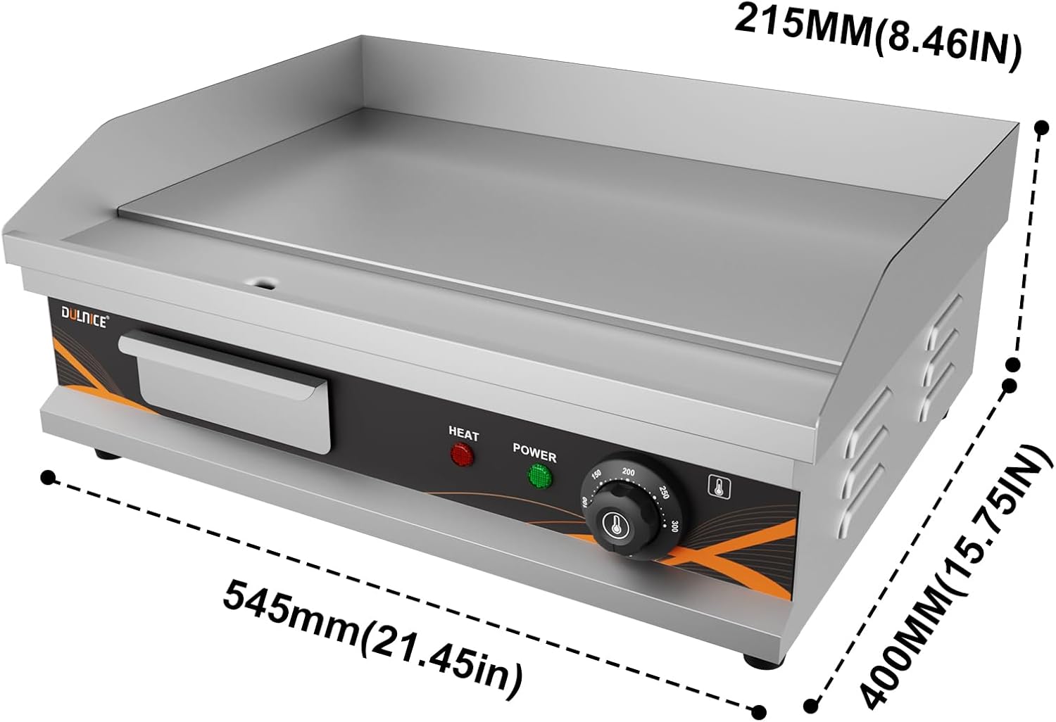 Plancha électrique - Inox 3000W - grande surface de cuisson, grill pro