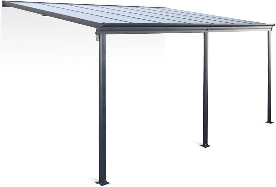 jardinite - Avenio - Pergola murale 3x4 m alu/polycarbonate avec gouttière