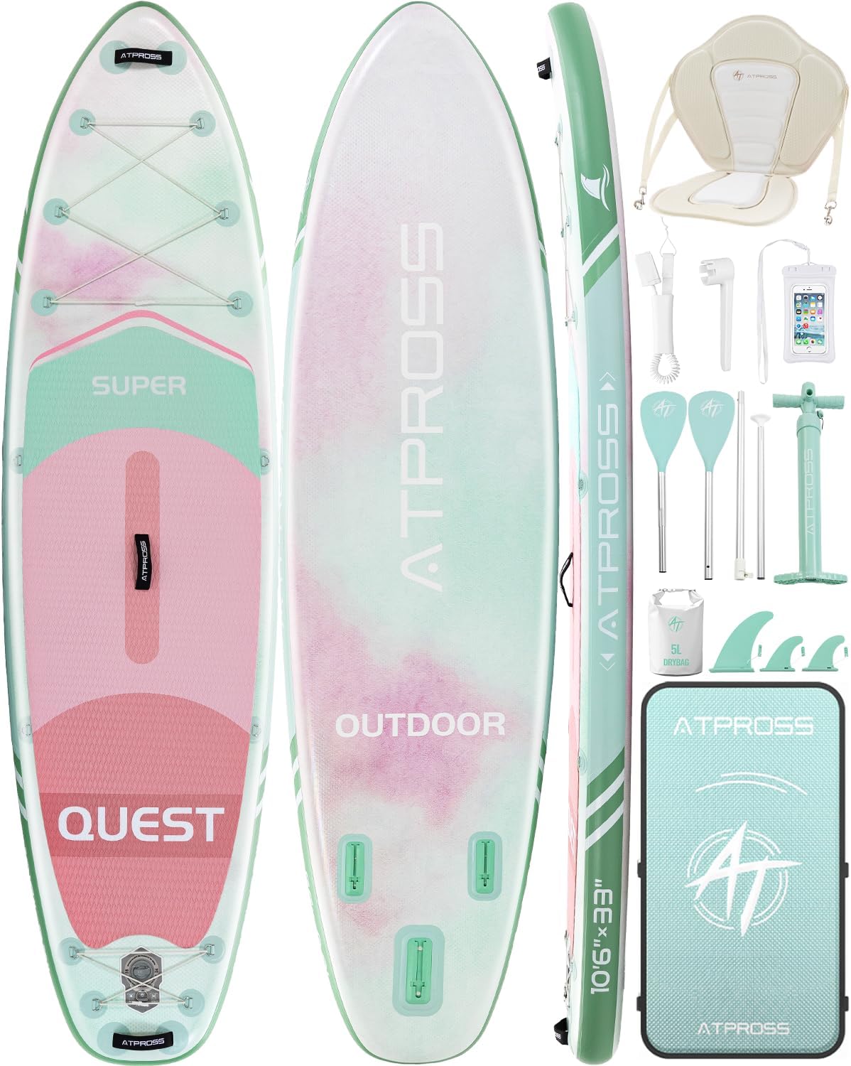 Stand Up Paddle gonflable adulte 320x84cm, 2 places, 200kg, siège kayak