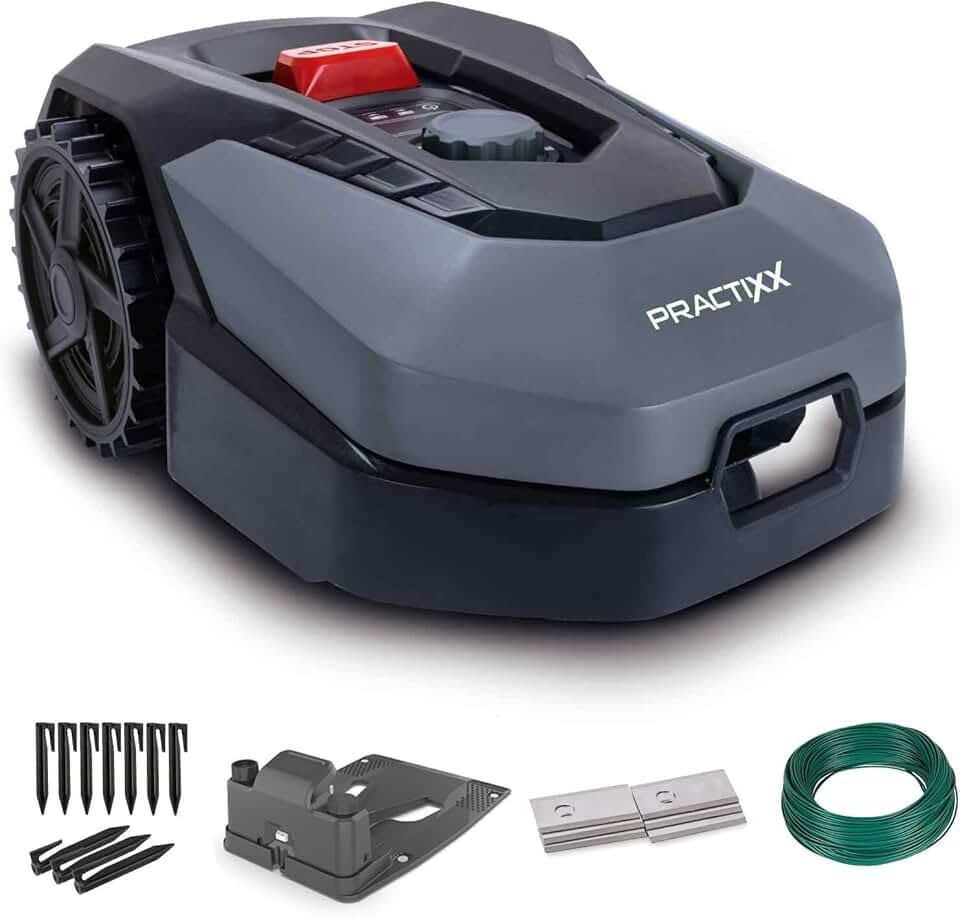 jardinite - Robot tondeuse série PX-RRM-600Wi - 600m² - coupe 18cm, 20-60mm, capteur pluie, WiFi/BT, pente 35%, station d