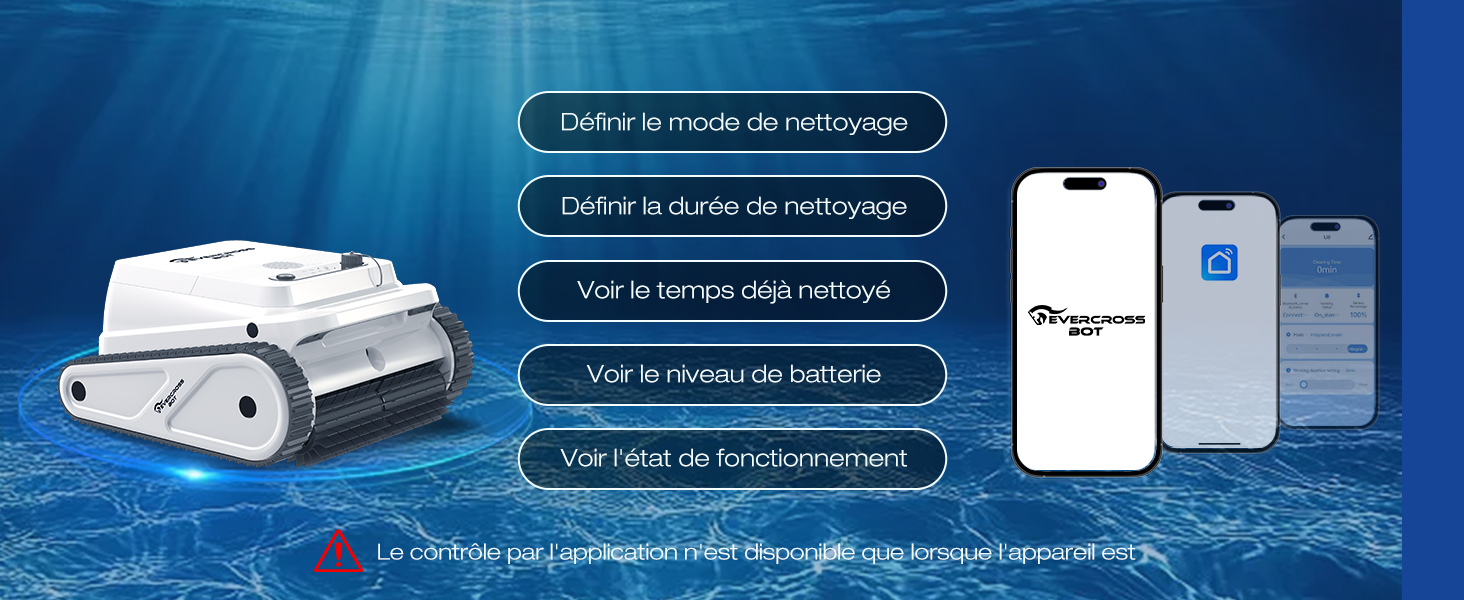 Le texte se lit comme suit : « Eleken modo de silencage ». Maquettes d'interface numérique montrant des écrans d'applications mobiles avec un arrière-plan technologique bleu et des illustrations de connectivité des appareils.